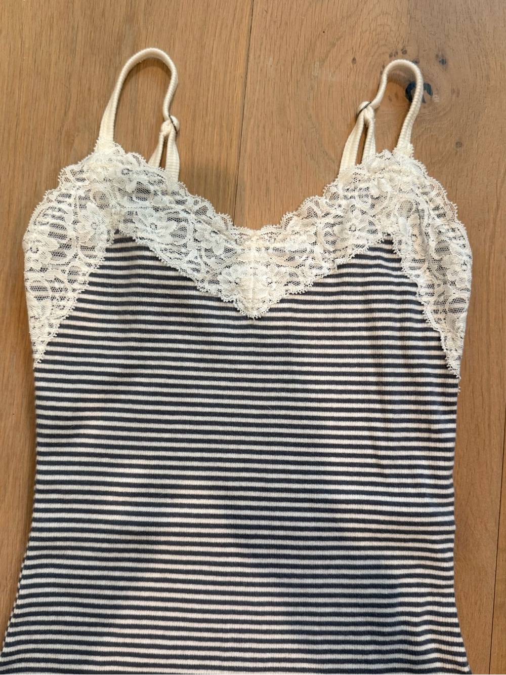 Hollister Black & White Striped Lace-Trim Cami - Picture 2 of 4